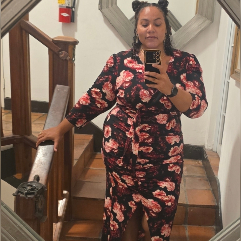 Torrid Black and Pink Floral Maxi Dress